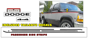 1991-93 Dodge Dakota Upper Body Dual Line Stripe Decal Kit