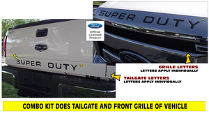 2008-16 Ford SUPER DUTY Embossed Tailgate and Grille Decal Letters - Combo Kit