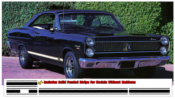 1966-67 Mercury Cyclone Lower GT Side Stripe Decal Kit