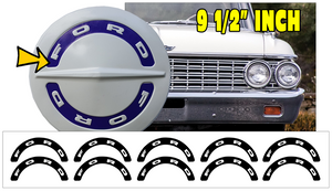 1964-67 Ford Galaxie - 9 1/2" Painted Hub Cap Decal Inserts
