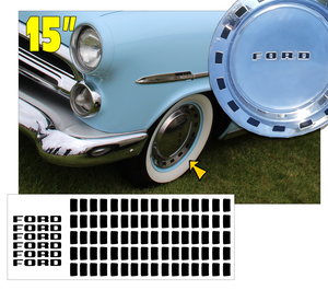 1952 Ford  15" Wheel Cover - Hub Cap 'FORD' Name Decal Set - Does 4 Wheels