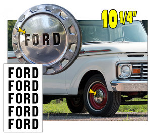 1961-66 Ford Truck F-250 - 10 1/4"  Stainless Steel Hub Cap FORD Letters Decal Kit