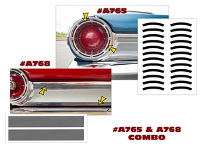 1964 Ford Fairlane Tail Light Insert and Tail Panel Stripe Decal Kit
