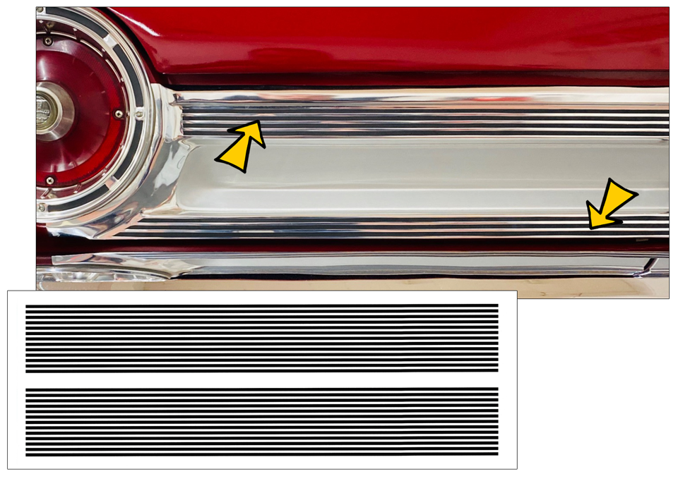 1964 Ford Fairlane Tail Panel Pinstripe Decal Kit
