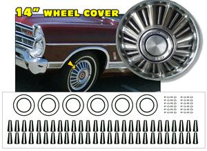 1967 Ford - Fairlane / Galaxie 14" Wheel Cover - Hub Cap Decal Set