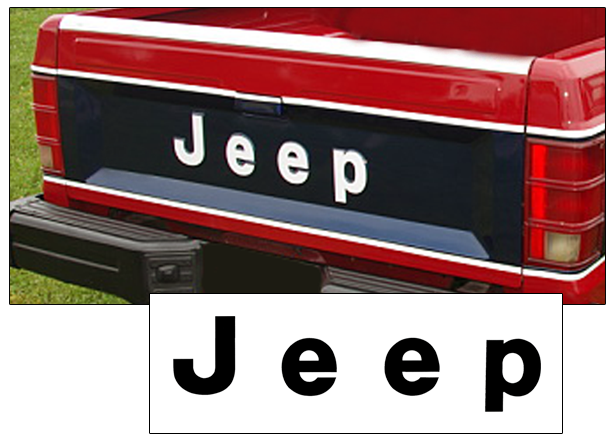 Mj Lettering 1986-92 Jeep Comanche MJ Pickup Tailgate Letter Decal Set