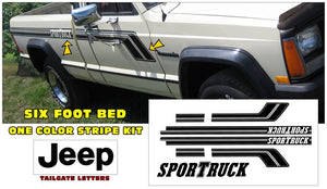 1987-90 Jeep Comanche MJ SPORTRUCK Stripe Decal Kit  - SHORT BED  - One Color