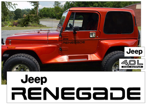 1991-94 Jeep Renegade YJ Side Stripe Decal Kit with 4.0L High Output and door name decals