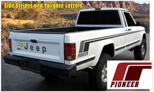 1987-92 Jeep Comanche MJ Pioneer Truck - Side Stripe and Tailgate Name Decal Kit - Two Color