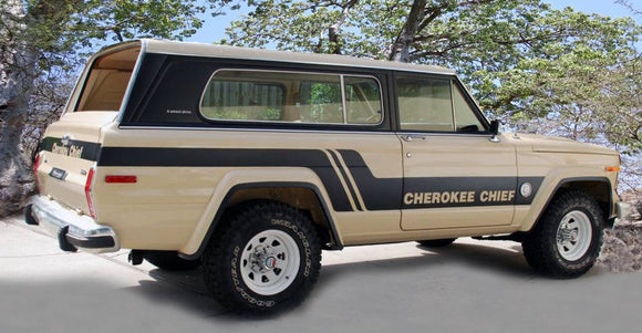 1981-83 Jeep - Cherokee Chief SJ - Side, Tailgate and Upper Sill Stripe Decal Kit