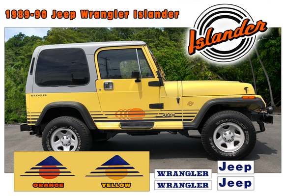 1989-90 Jeep Wrangler Islander YJ Hood and Side Decal Kit - TWO Color