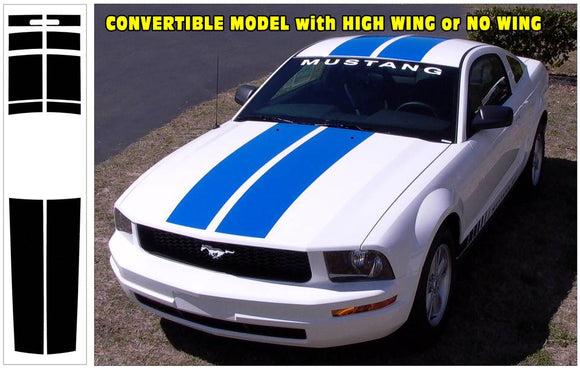 2005-09 Mustang Lemans 10 Piece Racing Stripes Decal - High or No Wing - Convertible