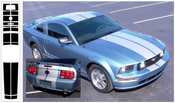 2005-09 Mustang Lemans 20 Piece Racing Stripes Decal - High or No Wing - Convertible