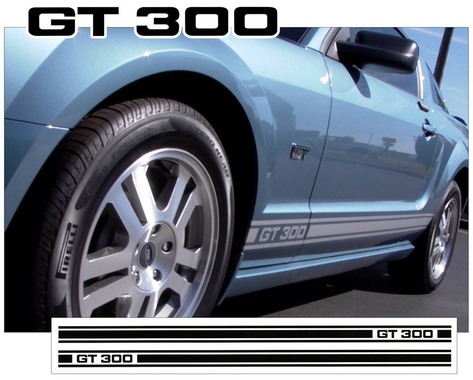 2005-12 Mustang Lower Rocker Stripe Decal - GT 300 Name | Graphic ...