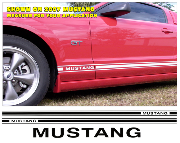 2005-09 Mustang Lower Rocker Stripe Decal kit - Style 2 Block - Mustang Name
