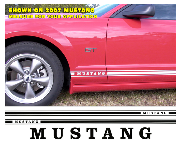 2005-09 Mustang Lower Rocker Stripe Decal Kit - Style 1 - Mustang Name