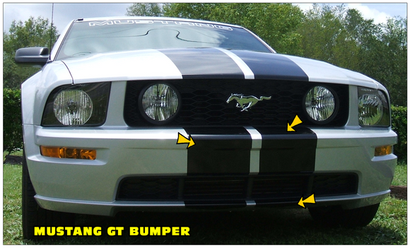 2005-09 Mustang GT Lemans Racing Front Bumper Stripes Decal - GT Model - Add-On