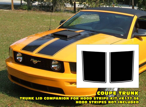 2005-09 Mustang Dual Trunk Stripe Decal - K177 Hood  - Hardtop Model