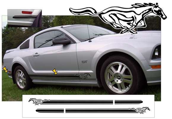 Mustang Rocker Graphics Mustang Rocker Stripe and Decals Kits
