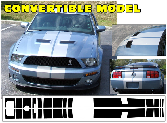 2005-09 Mustang Shelby GT500 Lemans Racing Stripe Decal Kit - Convertible