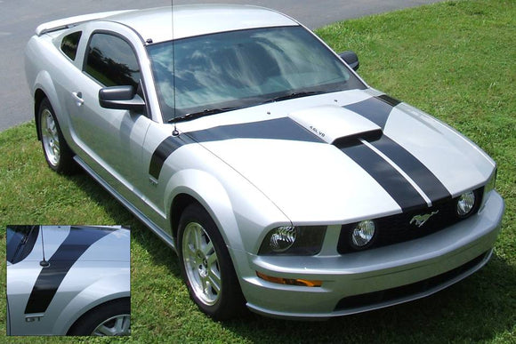2005-09 Mustang GT Hood Flare with Dual Nose Stripe Decal Kit