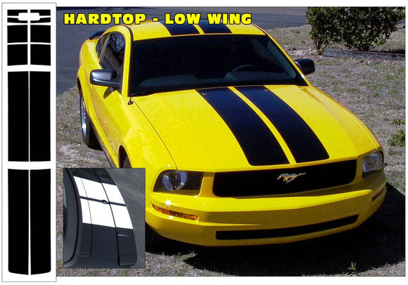 2005-09 Mustang Lemans 12 Piece Factory Installed Racing Stripe Decal Kit - Low Wing - Hardtop