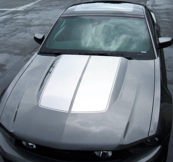 2010-12 Mustang Bulge Dual Hood Stripe Decal Kit - Non Scoop Model