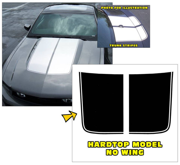 2010-12 Mustang Bulge Hood Trunk Stripe Decal - Hardtop Glass Roof - No Wing
