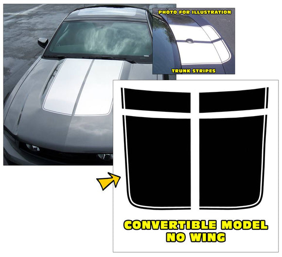 2010-12 Mustang Bulge Hood Trunk Stripe Decal - Convertible - No Wing