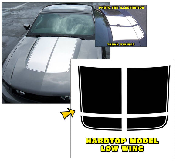 2010-12 Mustang Bulge Hood Trunk Stripe Decal - Hardtop or Glass Roof Low Wing