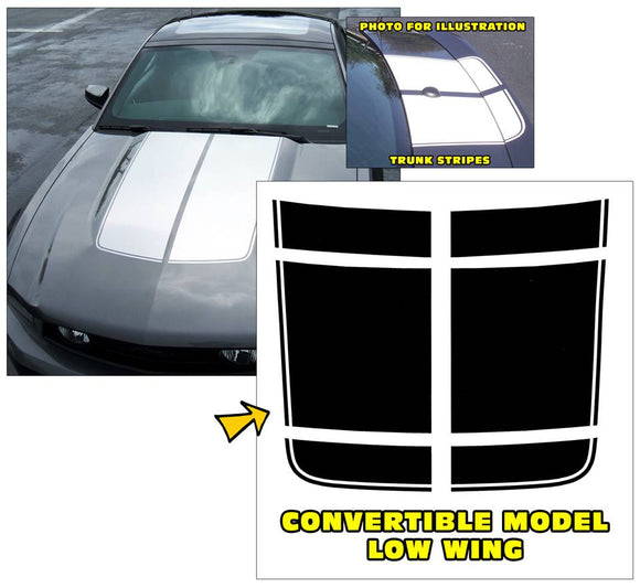 2010-12 Mustang Bulge Hood Trunk Stripe Decal - Convertible - Low Wing