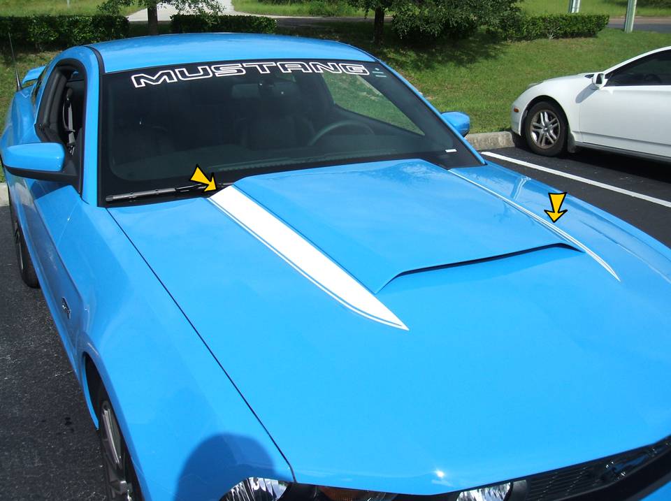Decal Für Mustang Haube 2010-2012 Ford Mustang 2010-2012 Hood Scoop Blackout & Side Spear Stripes Mustang Aufkleber