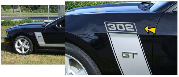 2010-12 Mustang 302 Numeral Decal Set - for Side L-Stripe Decal Kit