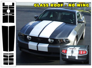 2010-12 Mustang Lemans 22 Piece Racing Stripe Decal -  Tapered - Glass Roof - No Wing - No Scoop