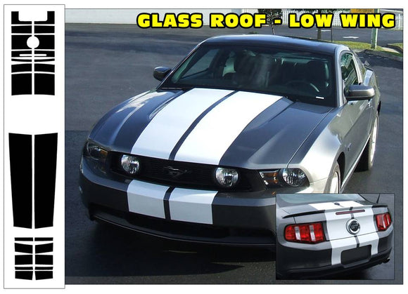 2010-12 Mustang Lemans 26 Piece Racing Stripe Decal - Tapered - Glass Roof - Low Wing - No Scoop