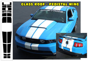 2010-12 Mustang Lemans -  20 Piece Tapered Racing Stripes Decal - Glass Roof - High Wing - Hood Scoop