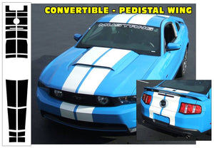 2010-12 Mustang Lemans - 22 Piece Tapered Racing Stripes Decal - Convertible - High Wing - Hood Scoop