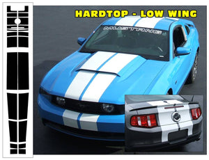 2010-12 Mustang Lemans - 24 Piece Tapered Racing Stripe Decal - Hardtop - Low Wing - Hood Scoop