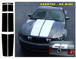 2010-12 Mustang Lemans 8 Piece Racing Stripes Decal - Rounded Corners - Hardtop - No Wing - No Scoop