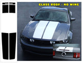 2010-12 Mustang Lemans 6 Piece Racing Stripes Decal - Rounded Corners - Glass Roof - No Wing - No Scoop