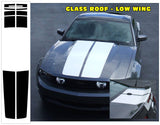 2010-12 Mustang Lemans 10 Piece Racing Stripes Decal - Rounded Corners - Glass Roof - Low Wing - No Scoop