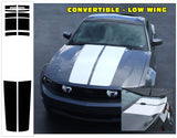 2010-12 Mustang Lemans 12 Piece Racing Stripes Decal - Rounded Corners - Convertible - Low Wing - No Scoop