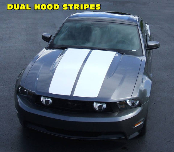 2010-12 Mustang - Dual Hood Stripes Decal - Rounded Corners - No Hood Scoop