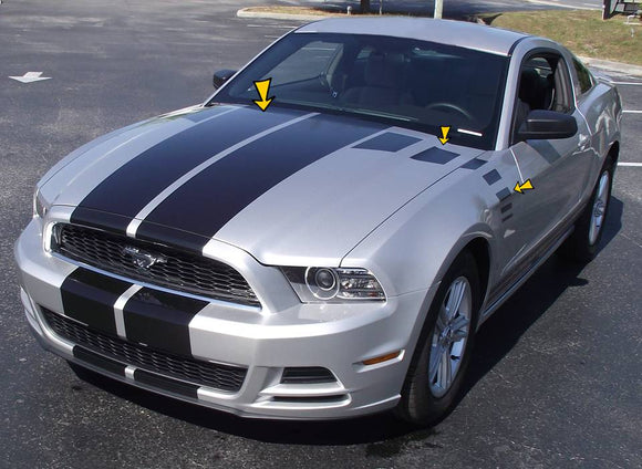 2013-14 Mustang Dual Hood Stripes Decal with Fader Decals
