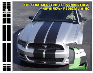 2013-14 Mustang - 10" Straight Lemans Stripes Decal - Hardtop - High or No Wing