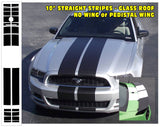 2013-14 Mustang - 10" Straight Lemans Stripes Decal - Glass Roof - High or No Wing