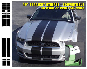 2013-14 Mustang - 10" Straight Lemans Stripes Decal - Convertible - High or No Wing