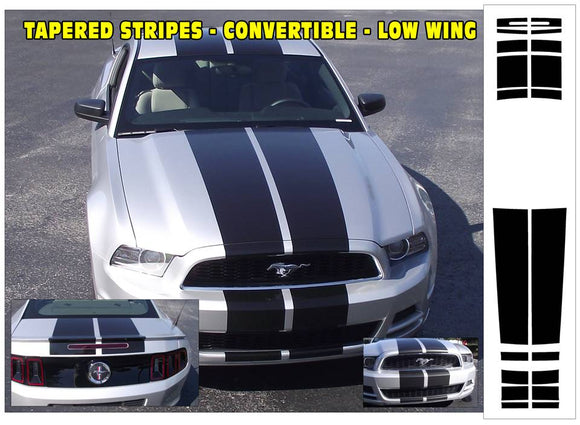 2013-14 Mustang - Tapered Lemans Racing Stripes Decal - Convertible - Low Wing