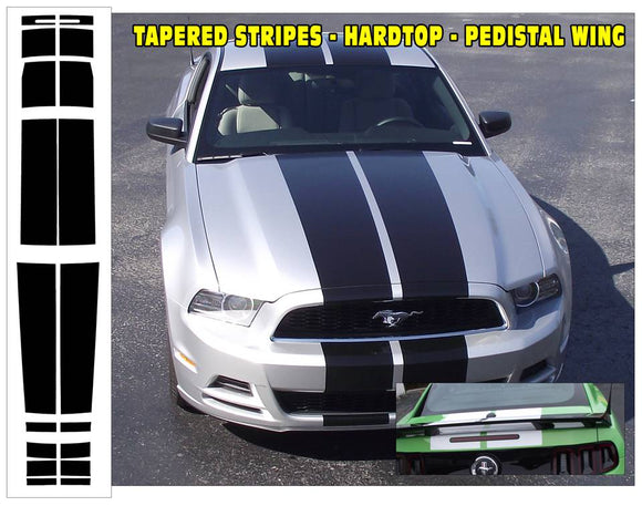 2013-14 Mustang - Tapered Lemans Racing Stripes Decal - Hardtop - High Wing