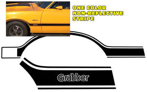 thumbnail image 2 of 1972 Ford Maverick Grabber Side & Trunk Stripe Kit – One Color, Licensed Vinyl Decal By Graphic Express 2 of 5